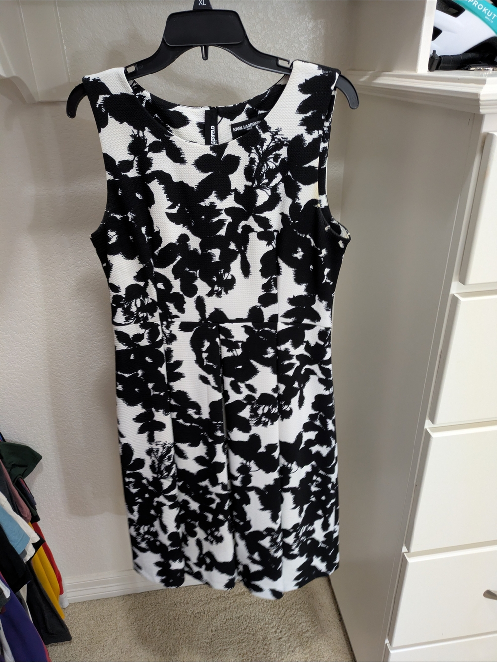 Karl Lagerfeld Black and White Floral Midi Dress
